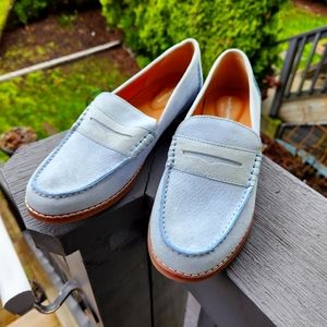 Hush Puppies Robin's Egg Blue Suede Loafers Size 8